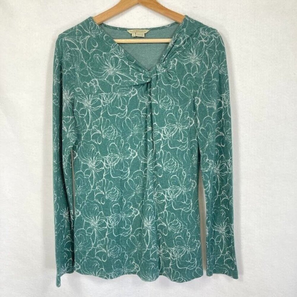 Royal Robbins Floral Pullover Twist Neck Top Winter Academia Boho Grandma Chic L